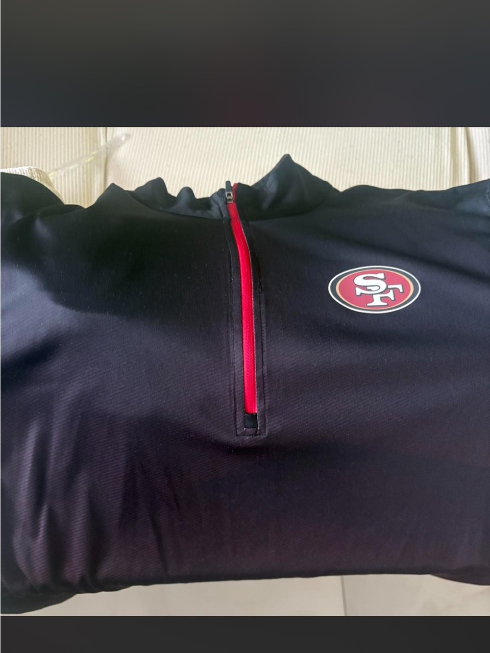 San Francisco 49ers Men's Quarter-Zip Pullover with Red Zip and Team Emblem